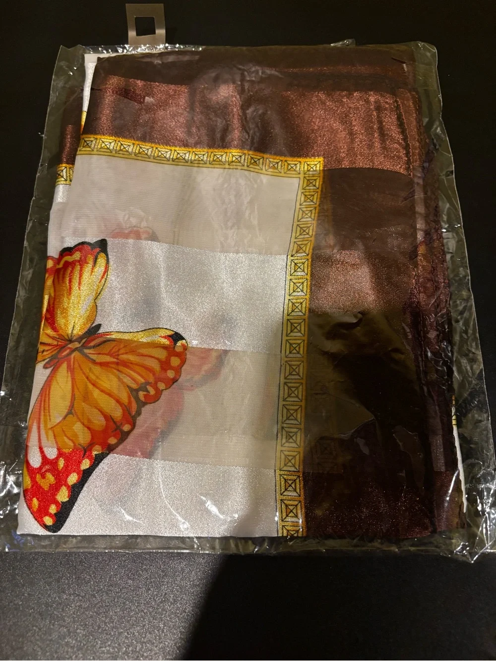 Butterfly Accent scarf - Brown and Yellow